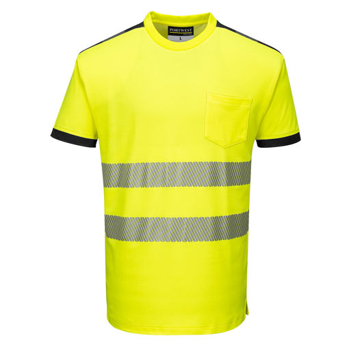 Picture of Portwest PW3 Hi-Vis Comfort T-shirt | Yellow & Black