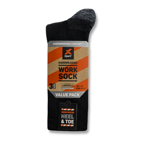 Picture of Xpert Comfort Work Sock 3 Pack | Black/Grey