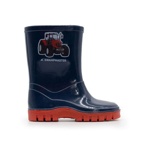 Picture of Swampmaster Junior Tractor Wellingtons | Navy/Red