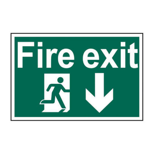 Picture of Sign "Fire Exit Down Arrow" 300x200mm
