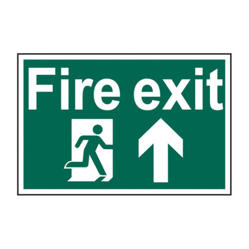 Picture of Sign "Fire Exit Running Man Up Arrow" 600x400mm