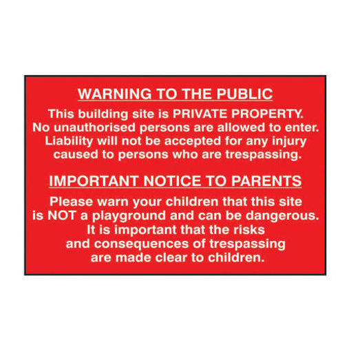 Picture of Sign "Building Site Notice To Public" 600x400mm