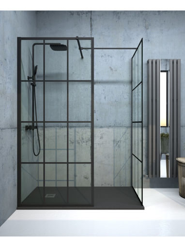 Picture of Aspect Black Trellis Wetroom Panel 900mm 