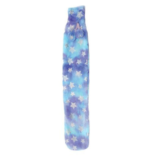 Picture of DeVielle Covered Long Hot Water Bottle | Blue with Silver Stars