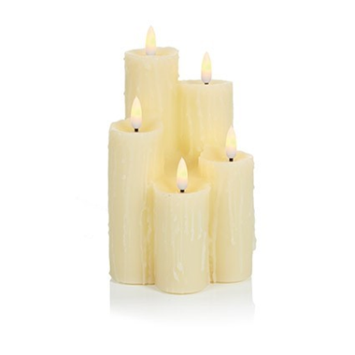 Picture of 5pc Melted Effct FlickaBright Wax Candle with Timer